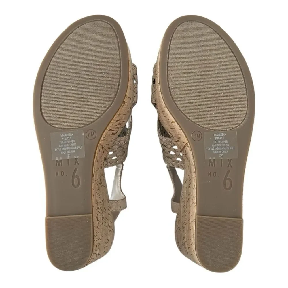 Mix No. 6 Jaleena Tan Woven Cork Wedge Sandals Platform Open Toe NIB Sz 11